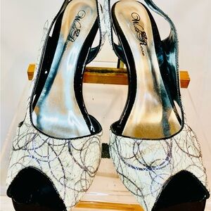 Wild Rose Black and White Artistic Heels